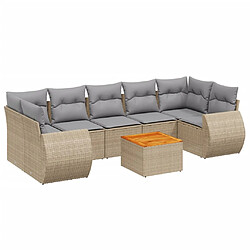 vidaXL Salon de jardin avec coussins 8 pcs beige résine tressée