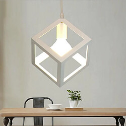 Stoex E27 Blanc Suspension Cage Cube avez disque 3 Luminaire Lustre abat-jour Carré Contemporain