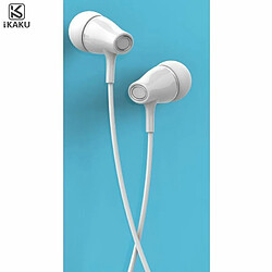 iKAKU KSC-382 Écouteurs intra-auriculaires HiFi légers universels 3,5 mm avec microphone 1,2 m Blanc