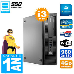 PC HP EliteDesk 800 G1 SFF Core I3-4130 4Go Disque 960Go SSD Graveur DVD Wifi W7 - Occasion