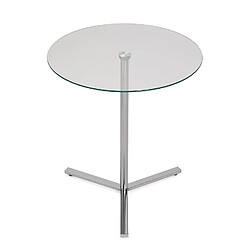 Versa Table d'appoint pour le salon, la chambre ou la cuisine Bude 50x50x56cm,Verre et métal, Argenté