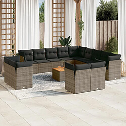 Maison Chic Salon de jardin avec coussins 14 pcs, Ensemble Tables et chaises de jardin, gris résine tressée -GKD708170