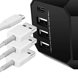 Avis Adaptateur Prise Universel EU / USA / UK / AUS + 3 USB + 1 USB C Moxie Noir