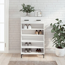 Maison Chic Armoire à chaussure,Meuble à Chaussures Blanc brillant 60x35x105 cm Bois ingénierie -MN85330