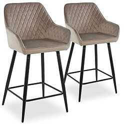 Paris Prix Lot de 2 Chaises de Bar Velours Onika 105cm Taupe 