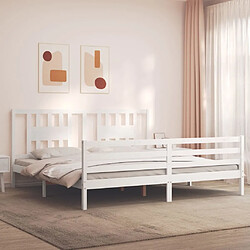 Maison Chic Lit Super King - Cadre de lit avec tête de lit blanc bois massif -MN28208