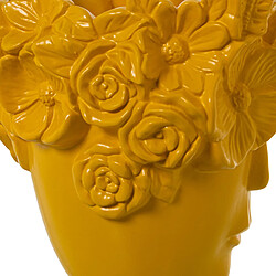 Acheter Vase Alexandra House Living Jaune Céramique Visage 18 x 18 x 27 cm