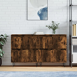 Maison Chic Ensemble de 2 Buffets,commode,console pour rangement chêne fumé bois d'ingénierie -MN72171