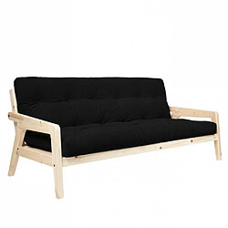 Inside 75 Canapé convertible futon GRAB pin naturel coloris noir couchage 130 cm.