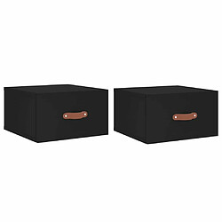 Maison Chic Lot de 2 Tables de chevet,Table de nuit,Table d'appoint pour salon murales noir 35x35x20 cm -MN13894