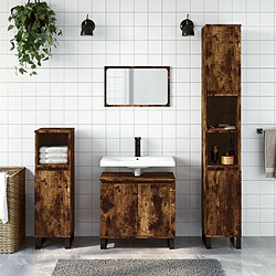 Maison Chic Armoire de bain,Meuble de rangement de salle de bain,Meuble haut chêne fumé 58x33x60 cm bois d'ingénierie -GKD449842