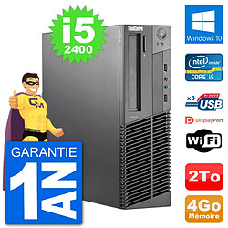 PC Lenovo M92p SFF Intel i5-2400 RAM 4Go Disque Dur 2To Windows 10 Wifi - Occasion