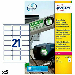 Etiquettes pour Imprimante Avery Blanc 20 Volets 63,5 x 38,1 mm (5 Unités)