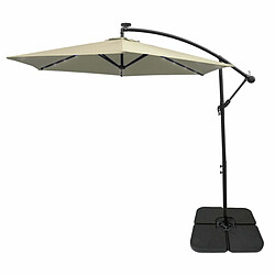 Monstershop Parasol Crème 3m avec LED's Intégrés avec Base Carrée