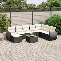 Maison Chic Ensemble Tables et chaises d'extérieur 9 pcs avec coussins,Salon de jardin noir résine tressée -GKD345164