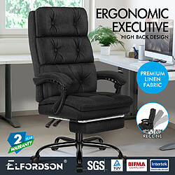 ALFORDSON Chaise de Bureau pour Ordinateur Siège en Tissu Recliner Gaming Noir