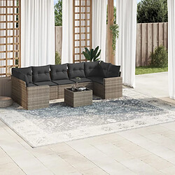 vidaXL Salon de jardin 8 pcs avec coussins gris résine tressée