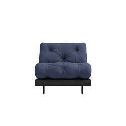 Avis Inside 75 Fauteuil convertible futon ROOTS pin laqué noir matelas 90 x 200 cm coloris bleu marine