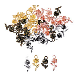 Avis 80pcs Style Rétro Rose Forme Perles Charms Collier Pendentif 4 Couleurs 20x10mm