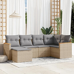 vidaXL Salon de jardin avec coussins 6 pcs beige résine tressée