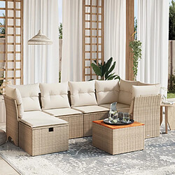 vidaXL Salon de jardin avec coussins 7 pcs beige résine tressée