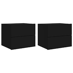 Maison Chic Lot de 2 Tables de chevet,Table de nuit,Table d'appoint pour salon murales avec lumières LED - noir -MN42682