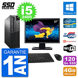 PC Lenovo M91p SFF Ecran 27" Intel i5-2400 RAM 4Go SSD 120Go Windows 10 Wifi · Occasion 