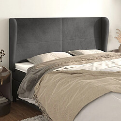 Maison Chic Tête de lit scandinave avec oreilles,meuble de chambre Gris foncé 163x23x118/128 cm Velours -MN13515