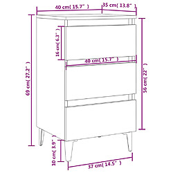 vidaXL Tables de chevet pieds en métal 2 pcs chêne sonoma 40x35x69 cm pas cher