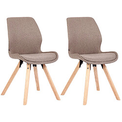 Decoshop26 Lot de 2 chaises de salle à manger en tissu taupe style scandinave pieds bois CDS101132 