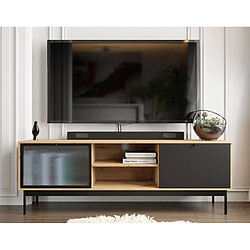 Bestmobilier Lamia - meuble TV - bois et noir - 174 cm Lamia - meuble TV - bois et noir - 174 cm - Noir / Bois