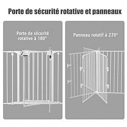 Acheter Decoshop26 Barrière de sécurité pour enfant/animaux 290 x 74 cm 5 panneaux protection cheminée utilisation murale ou autoportante blanc 20_0000246