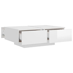 Maison Chic Table basse,Table Console Table d'appoint, Table pour salon Blanc brillant 90x60x31 cm Aggloméré -MN37734 pas cher