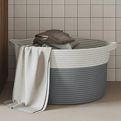 vidaXL Panier de rangement gris et blanc Ø40x25 cm coton