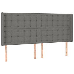 Maison Chic Tête de lit scandinave avec oreilles,meuble de chambre Gris foncé 203x16x118/128 cm Tissu -MN49492