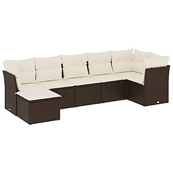 vidaXL Salon de jardin avec coussins 7 pcs marron résine tressée