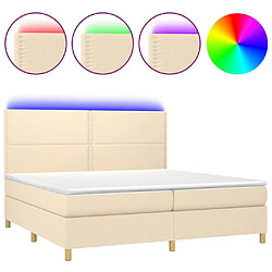 Sommier à lattes,Cadre à lattes de lit et matelas et LED pour Adulte Crème 200x200cm Tissu -MN89678