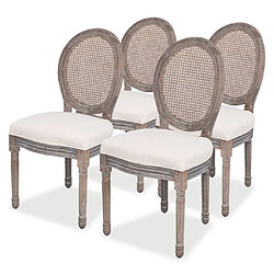 vidaXL Chaises à manger lot de 4 crème tissu