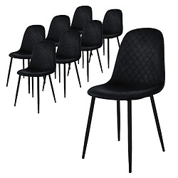 ML-Design Lot de 8 chaises de salle à manger noir en velours avec dossier pieds en noir 