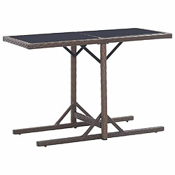 Maison Chic Table de jardin | Table d'extérieur Marron 110x53x72 cm Verre et résine tressée -GKD84165