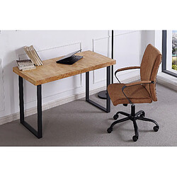 Pegane Table de bureau coloris chêne nordique / pieds noir - Longueur 120 x largeur 60 x hauteur 73 cm