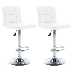 vidaXL Tabourets de bar lot de 2 blanc similicuir 