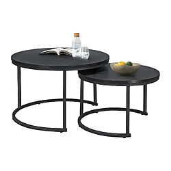 Set de 2 tables basses Christchurch rondes gigognes noir [en.casa]