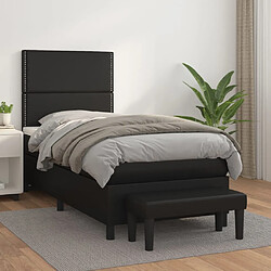 vidaXL Sommier à lattes de lit avec matelas Noir 80x200cm Similicuir 