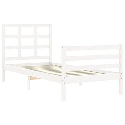 Maison Chic Cadre/structure de lit avec tête de lit pour adulte - Lit Moderne Chambre blanc petit simple bois massif -MN70237 pas cher