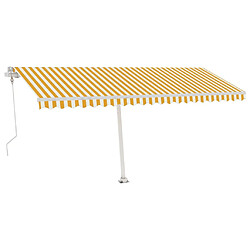 Maison Chic Auvent automatique | Store banne extérieur | Marquise capteur de vent LED 500x350cm Jaune et blanc -MN94586