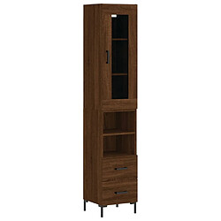 vidaXL Buffet haut Chêne marron 34,5x34x180 cm Bois d'ingénierie