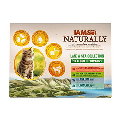 Iams Chat IAMS Naturally Humide Terre & Mer en sauce - Toutes races - 12x85 g - Pour chat adulte