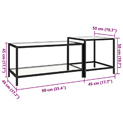 vidaXL Tables à thé 2 pcs Verre trempé Transparent pas cher