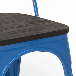 Ahd Amazing Home Design Chaises industrielles en bois et acier Tolix pour cuisine et bar Steel Wood, Couleur: Bleu pas cher